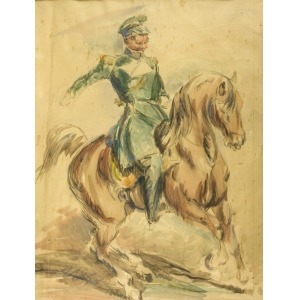 Eugeniusz GEPPERT (1890-1979), Jeździec na koniu – oficer na koniu