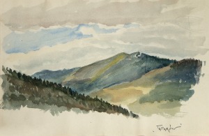 Karol KOSSAK (1896-1975), Pejzaż z łagodnymi górami