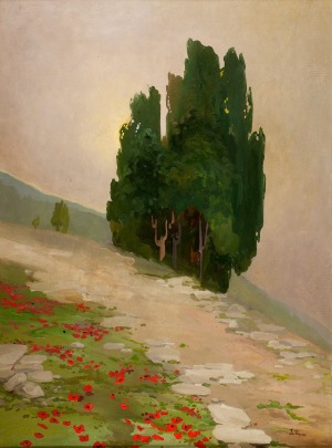 IwanTRUSZ(1869-1940), Pejzaż z cyprysami