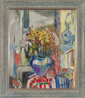 Judyta SOBEL (1924-2012), Wnętrze z bukietem kwiatów