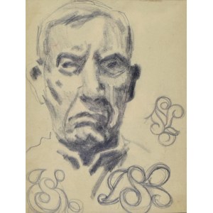 Stanisław KAMOCKI (1875-1944), Autoportret ze szkicami monogramu SK