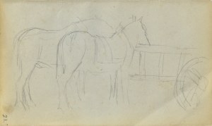 Jacek MALCZEWSKI (1854-1929), Konie na popasie przy drabiniastym wozie