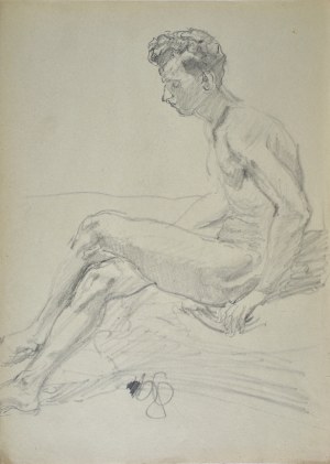 Kasper POCHWALSKI (1899-1971), Akt siedzącego mężczyzny, 1953