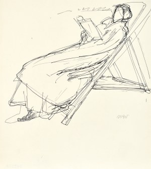 Wojciech WEISS (1875-1950), Czytająca kobieta siedząca na leżaku – Renia, ok. 1923