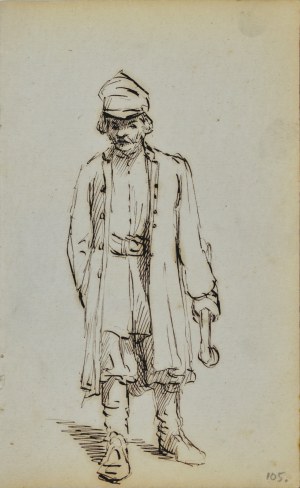 Jacek MALCZEWSKI (1854-1929), Postać stojącego mężczyzny trzymającego w lewej ręce laskę