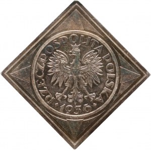 II RP, 5 złotych 1936, Warszawa, Żaglowiec, PRÓBA, klipa