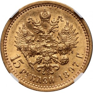 Russia, Nicholas II, 15 Roubles 1897 (АГ), St. Petersburg