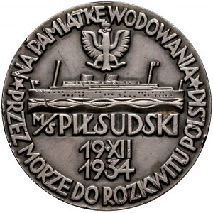 II RP, medal z 1934 roku, wybity z okazji wodowania statku transatlantyckiego MS Piłsudski