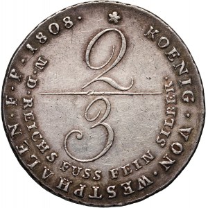 Germany, Westphalia, Jerome Napoleon, 2/3 Thaler 1808 C