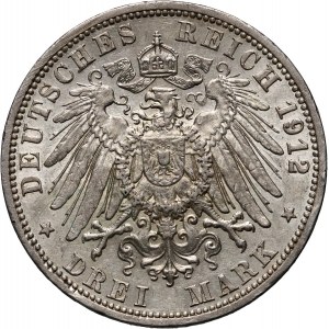 Niemcy, Lubeka, 3 marki 1912 A