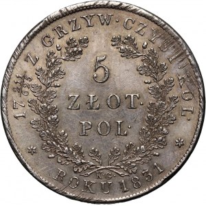 Powstanie Listopadowe, 5 złotych 1831 KG, Warszawa