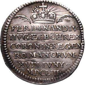 Austria, Ferdynand IV, srebrny żeton koronacyjny 1653