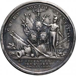 Italy, Carlo VI, Silver medal 1734, Battle of Guastalla