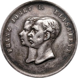 Austria, Franciszek Józef I, srebrny medal z 1858 roku upamiętniający narodziny Rudolfa