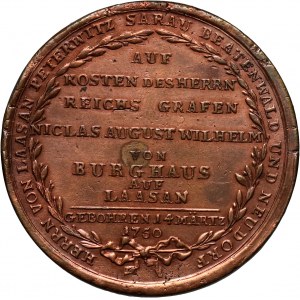 Śląsk, medal z 1796 roku, wybity z okazji oddania do użytku mostu na rzece Strzegomce w Łażanach