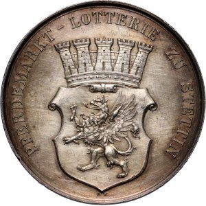 XIX wiek, Szczecin, srebrny medal wybity z okazji loterii targu końskiego w Szczecinie