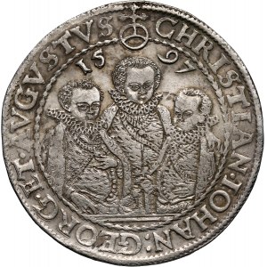 Niemcy, Saksonia, Krystian II, Jan Jerzy I i August, talar 1597 HB, Drezno