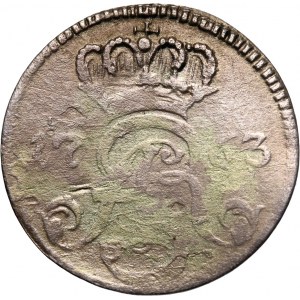 Auguste III, trojak 1763 DB, Torun, variété rare, THDRUNENSIS