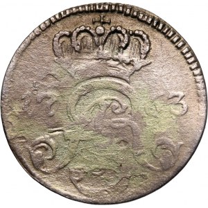 August III, trojak 1763 DB, Torun, rare variety, THDRUNENSIS