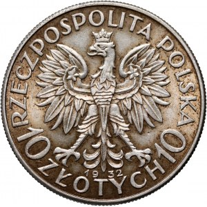 II RP, 10 złotych 1932, Londyn, Głowa kobiety