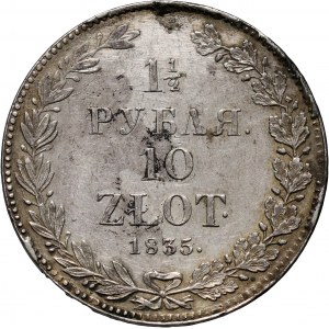 Zabór rosyjski, Mikołaj I, 1 1/2 rubla = 10 złotych 1835 НГ, Petersburg