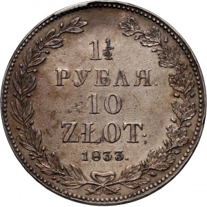 Zabór rosyjski, Mikołaj I, 1 1/2 rubla = 10 złotych 1833 НГ, Petersburg