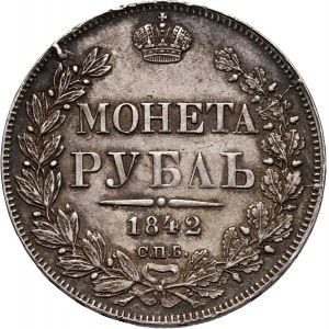 Russia, Nicholas I, Rouble 1842 СПБ АЧ, St. Petersburg