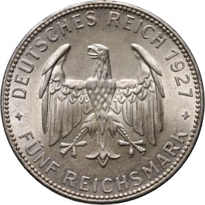 Germany, Weimar Republic, 5 Mark 1927 F, Stuttgart, Tubingen University