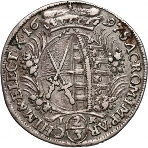Niemcy, Saksonia, Fryderyk August I, 2/3 talara (gulden) 1697 IK, Drezno