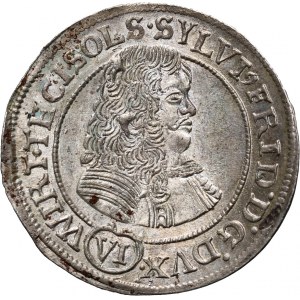 Śląsk, Księstwo Oleśnickie, Sylwiusz Fryderyk, 6 krajcarów 1674 SP, Oleśnica