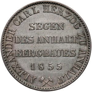 Germany, Anhalt, Alexander Charles, Thaler 1855 A, Berlin