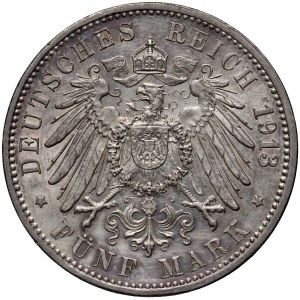 Germany, Baden, Friedrich II, 5 Mark 1913 G, Karlsruhe