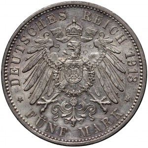 Niemcy, Badenia, Fryderyk II, 5 marek 1913 G, Karlsruhe