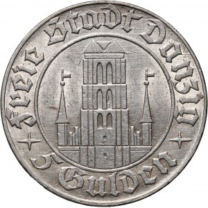 Wolne Miasto Gdańsk, 5 guldenów 1932, Berlin, Kościół Marii Panny