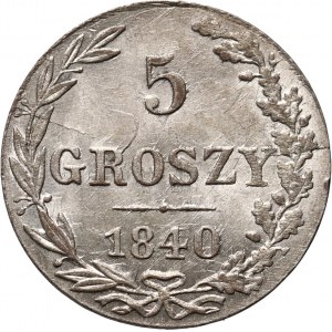 Zabór rosyjski, Mikołaj I, 5 groszy 1840 MW, Warszawa