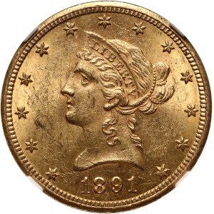 Stany Zjednoczone Ameryki, 10 dolarów 1891 CC, Carson City, Liberty Head