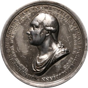 XIX wiek, medal z 1804 roku, Ryga, wybity dla upamiętnienia Mathiasa Fischera - założyciela sierocińca dla dziewcząt w Rydze