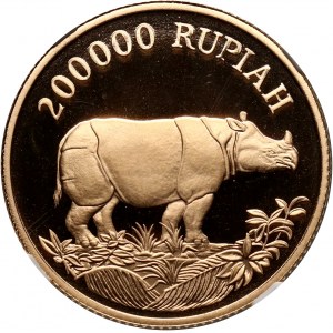 Indonesia, 200000 Rupiah 1987, Javan rhinoceros
