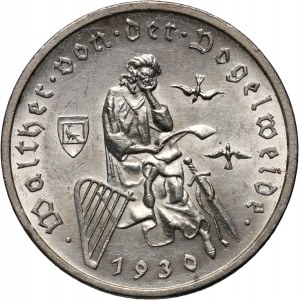 Germany, Weimar Republic, 3 Mark 1930 F, Stuttgart, Vogelweide