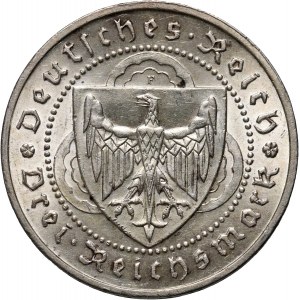 Germany, Weimar Republic, 3 Mark 1930 F, Stuttgart, Vogelweide