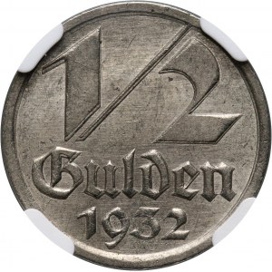 Wolne Miasto Gdańsk, 1/2 guldena 1932, Berlin, DOUBLED DIE