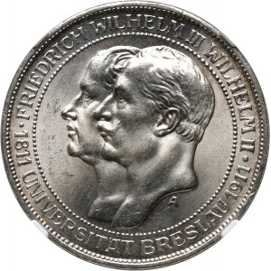 Germany, Prussia, Wilhelm II, 3 Mark 1911 A, Berlin, Breslau University