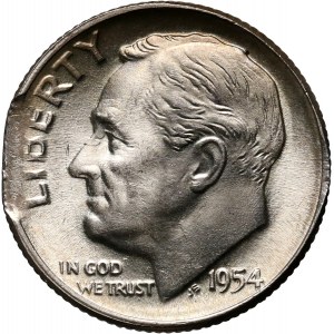 USA, 10 Cents (Dime) 1954, Philadelphia, MINT ERROR