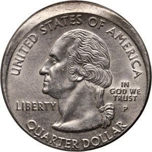 Stany Zjednoczone Ameryki, 25 centów 2001 P, Filadelfia, Karolina Północna, NIECENTRYCZNIE WYBITE
