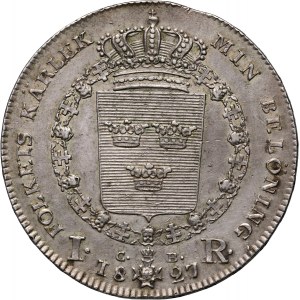 Sweden, Karl XIV, Riksdaler 1827, Stockholm