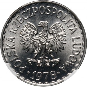 PRL, 1 złoty 1978, ze znakiem mennicy