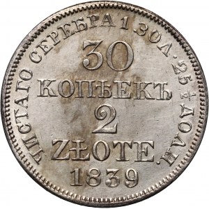 Zabór rosyjski, Mikołaj I, 30 kopiejek = 2 złote 1839 MW, Warszawa