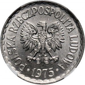 PRL, 1 złoty 1975, ze znakiem mennicy