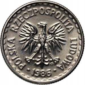 PRL, 1 złoty 1986, PRÓBA, nikiel