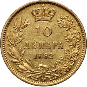 Serbia, Milan I, 10 Dinara 1882 V, Vienna